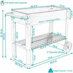 Wholesale 🥰 Sunnydaze Decor Raised Planter Boxes Sunnydaze Galvanized Steel Mobile Raised Garden Bed Cart - Black 😉 -Raised Garden Beds Sales detail2NETH1348
