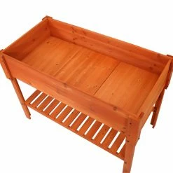 Discount 🤩 Sunnydaze Decor Raised Planter Boxes Sunnydaze Raised Wood Garden Bed Planter Box With Shelf - Stained Finish 🥰 -Raised Garden Beds Sales detail2NETH1351