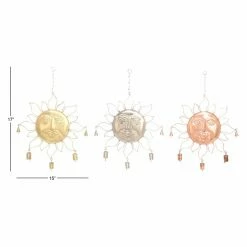 Best Pirce ❤️ Whimsical DecMode Metal Sun 17 In. Wind Chimes - Set Of 3 ⌛ -Raised Garden Beds Sales detail7UMA5389