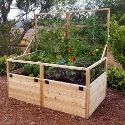 Promo 🥰 Raised Garden Beds Outdoor Living Today Raised Cedar Garden Bed With Trellis/Lid - 6 X 3 Ft. 🤩 -Raised Garden Beds Sales detailOLT024