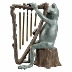 Promo 😉 Tubular San Pacific International Frog And Harp Tube Wind Chime Garden Statue ⌛ -Raised Garden Beds Sales detailSAPI1150