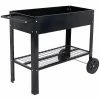 Wholesale 🥰 Sunnydaze Decor Raised Planter Boxes Sunnydaze Galvanized Steel Mobile Raised Garden Bed Cart - Black 😉 -Raised Garden Beds Sales masterNETH1348