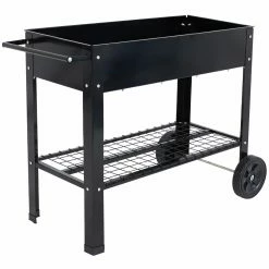 Wholesale 🥰 Sunnydaze Decor Raised Planter Boxes Sunnydaze Galvanized Steel Mobile Raised Garden Bed Cart - Black 😉
