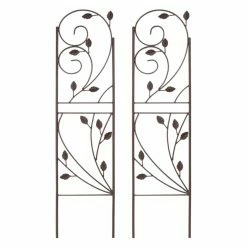 Hot Sale 🛒 Steel Sunnydaze Decor 32 In. Rustic Plant Design Garden Trellis - Set Of 2 ⌛