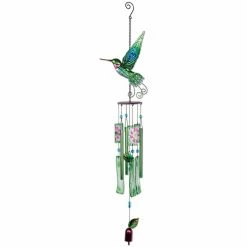 Hot Sale 🎉 Animal And Bug Sunset Vista 39 In. Garden Party Pink Throated Hummingbird Wind Chime ⭐