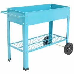 Wholesale 🥰 Sunnydaze Decor Raised Planter Boxes Sunnydaze Galvanized Steel Mobile Raised Garden Bed Cart - Black 😉 -Raised Garden Beds Sales scaleNETH1348