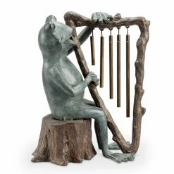 Promo 😉 Tubular San Pacific International Frog And Harp Tube Wind Chime Garden Statue ⌛ -Raised Garden Beds Sales scaleSAPI1150